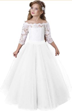 Girl's Beautiful white Dress - Flower girl - First communion - Vestido Primera Comunión