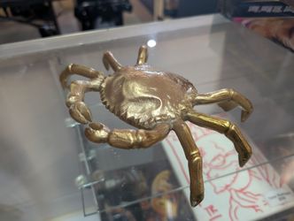 Vintage Solid Brass Crab Figurine Coastal Nautical Decor Sculpture