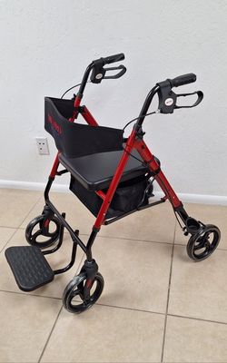 2-in-1 Senior Walker with Seat, Footrest and Backres