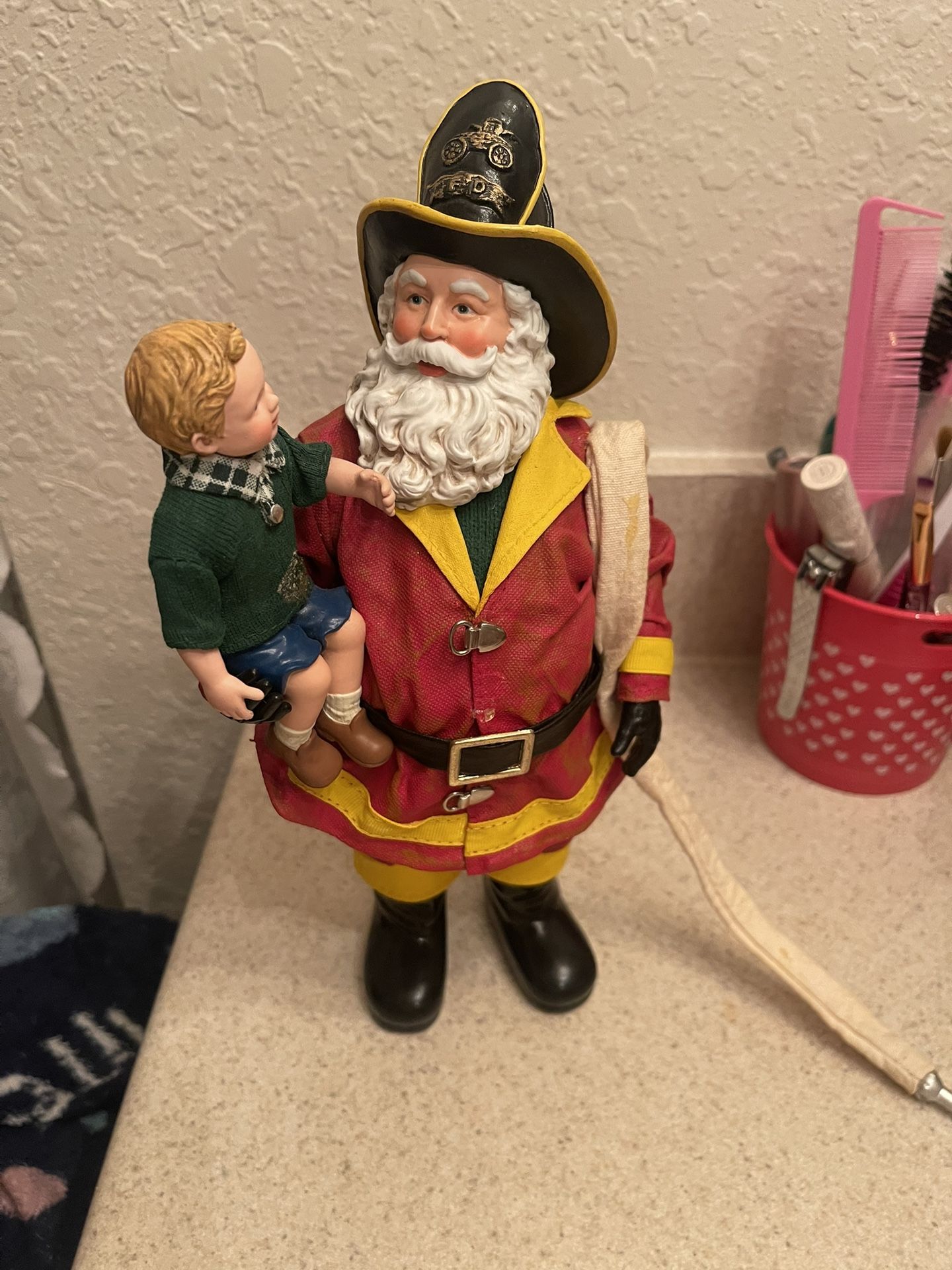 Possible Dreams Clothtique Safe & Sound Fireman Santa Christmas Figurine