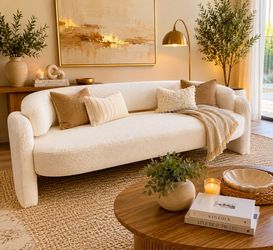 Curved Cloud Sofa – Cream Bouclé Designer Couch