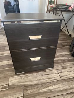 Grey  night stand with 2 deep drawers