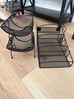 Black Metal Mesh Desk Organizers Set of 2