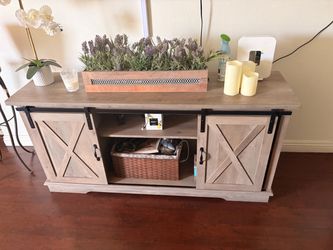 Farmhouse TV Stand with Sliding Barn Doors