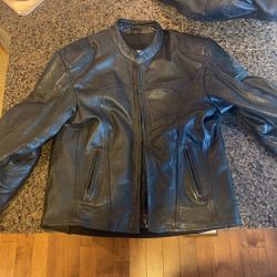  Black Leather Motorcycle Jacket With Armor 