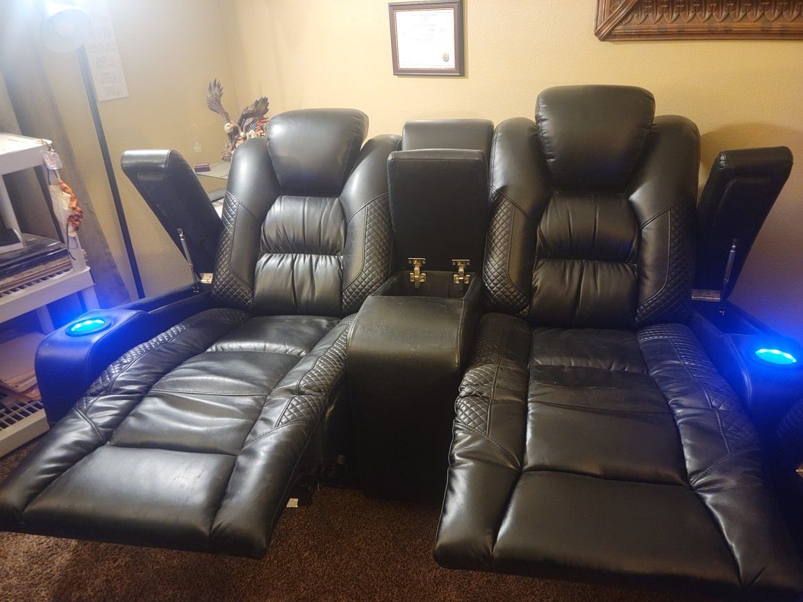 Two Sets Of Electric Reclining Love Chairs.