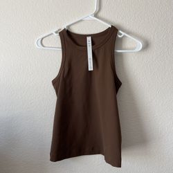 Lululemon align waist length rack back tank size 4 NWT with free shopping bag color in Java