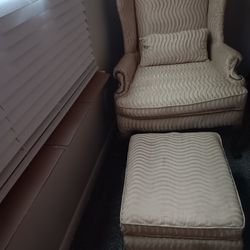 Beautiful  WINGBACK CHAIR AND OTTOMAN.