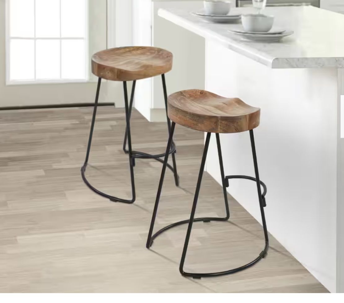 Counter Height Barstools With Wooden Seats $80 For Both!
