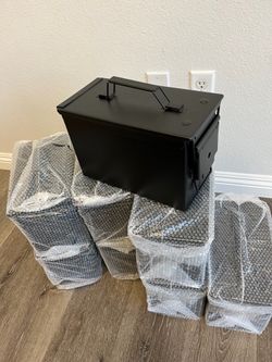 x8 50 Caliber Black Metal Ammo Cans Ammunition Boxes