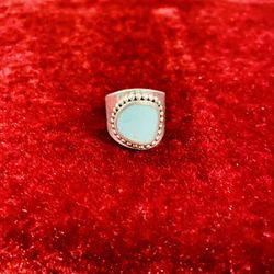 Vintage Sterling Silver  & Turquoise Flat  THAI  Ring Size 6 Ring 