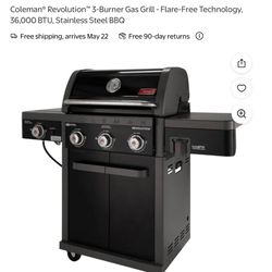 🔥 Coleman® Revolution™ 3-Burner Gas Grill – Flare-Free, 36,000 BTU – Stainless Steel BBQ 🔥