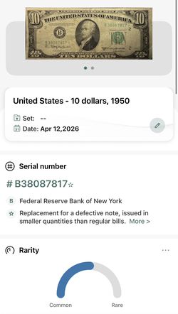 Rare $10 Star Note United States Bill