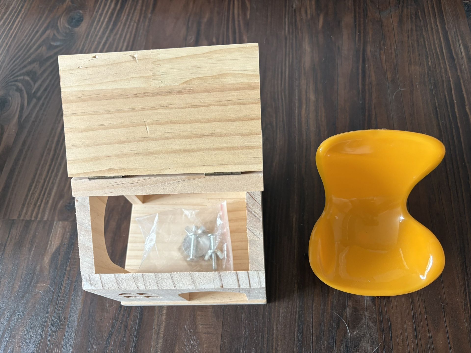 Wooden Hideout House with Flip-Top Lid & Mini Chair for Hamster or Small Pets