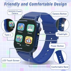 🆕 In 📦 Smart Watch for Kids with 32Games,HD Touch Screen with Video,Camera,Music,Alarm,Pedometer,Audiobooks,Flashlight,12/24hr Educational Toys,Gift