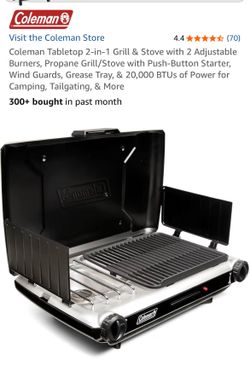 Coleman table top two in one camping grill/stove