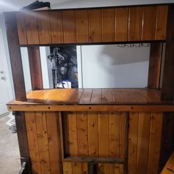 Wooden Bar With Fridge 