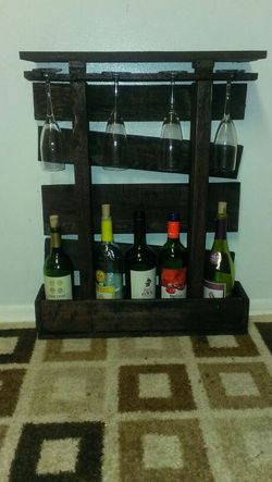 Wine rack with glass holder and shelf