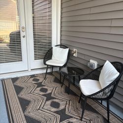 3 Pieces Bistro Set with Outdoor Rug
