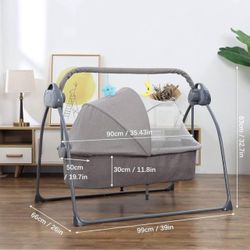 Foldable Electric Baby Bassinet Baby Swing Bed Bedside Sleeper Baby Crib for Infants 5 Speeds