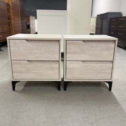2 Modern Gray / Beige / Greige Nightstands / Nightstand Set / End Tables / Side Tables 