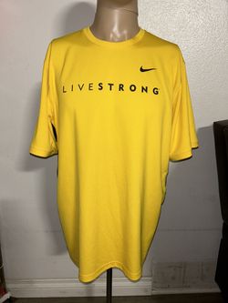 Nike Shirt Mens Yellow Short Sleeve Dri Fit Livestrong Cycling Active Sz XL
