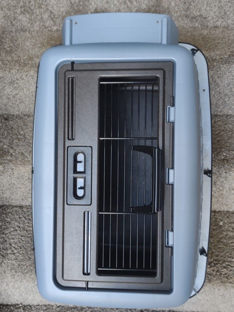 Medium Size Black And Blue Double Door Travel Dog Kennel