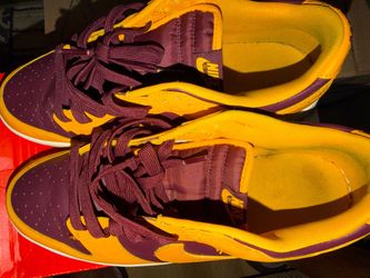 Size 11 men. Nike Dunk Low-Top Sneakers Maroon and Yellow
