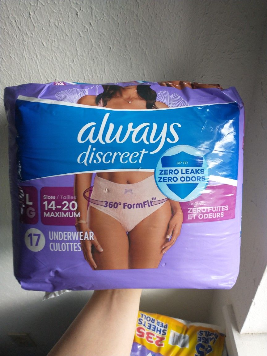 Always Discreet Women Underwear Size Large 17 Pack