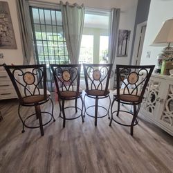 Iron Bronze Countertop Height Swivel Chairs 4 Great Condition 190 For All