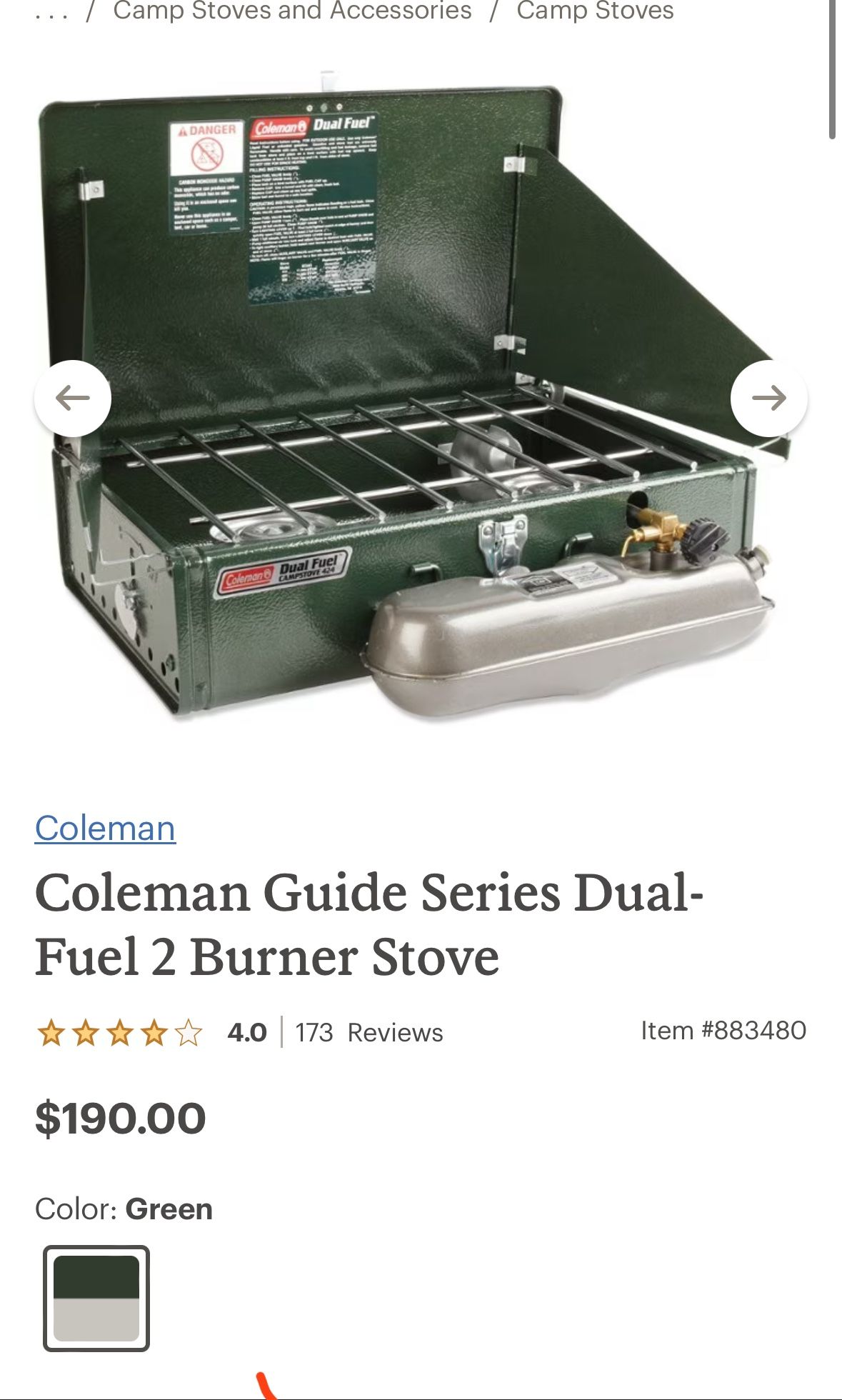 Fuel Coleman Model 425f Coleman 425 F Camping Stove