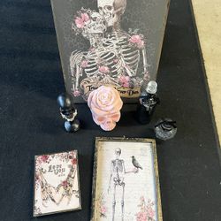 Skeleton romantic pastel goth shelf decor bundle