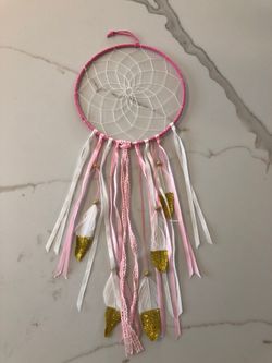 Pink and gold dream catcher