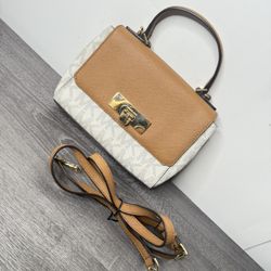 MICHAEL KORS Tina Vanilla/Acorn MD Satchel Crossbody Shoulder HandBag NWT