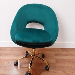 Modern Teal Microfiber Suede Desk Chair with Gold Base