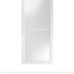Storm Door 32inx80in Andersen 3000 Series White LH Outswing Full View Retractable Aluminum - New