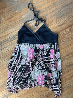 Halter Top Black Floral Chiffon Skirt