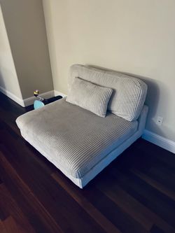 Light Gray Corduroy Armless Accent Chair