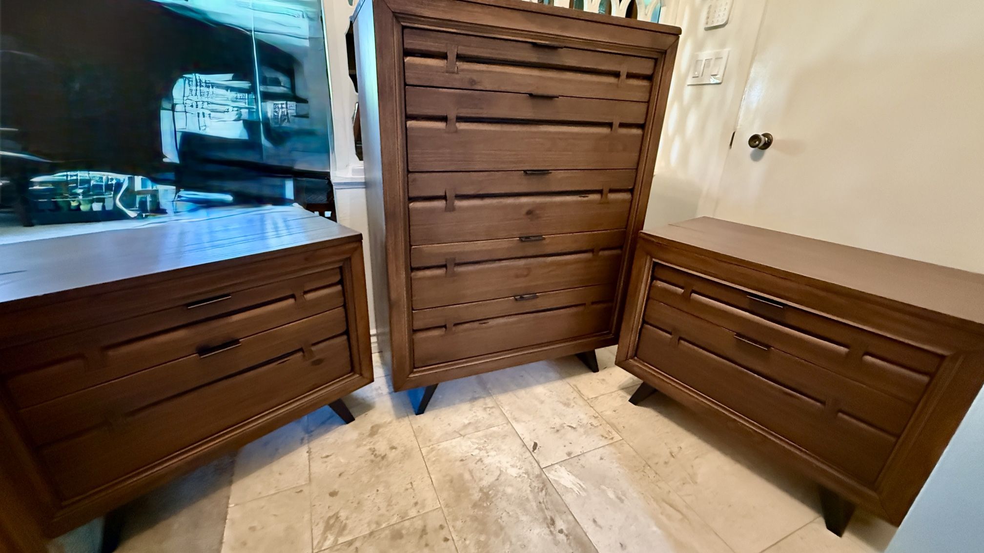 Brazilian Wood Dresser and Nightstand Set Custom Organizer Drawer