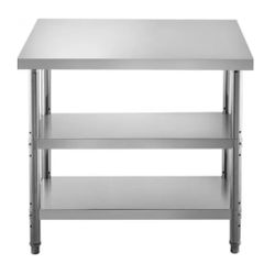 Stainless Steel Prep Table, 48x18x33 in Commercial Stainless Steel Table, 2 Adjustable Undershelf BBQ Prep Table, Heavy Duty Kitchen Work Table, for G