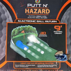 Putting hazard cutting green with retractable ball return