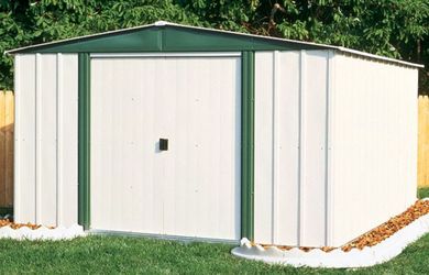 ARROW SR68206 10' wide by 6' deep Eggshell White & Meadow Green Metal Storage Shed LOCAL PICKUP ONLY