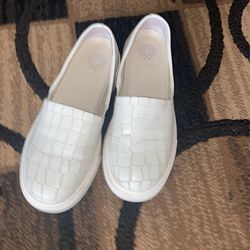 Vince Camuto Faux Crocadile White Slip Ons