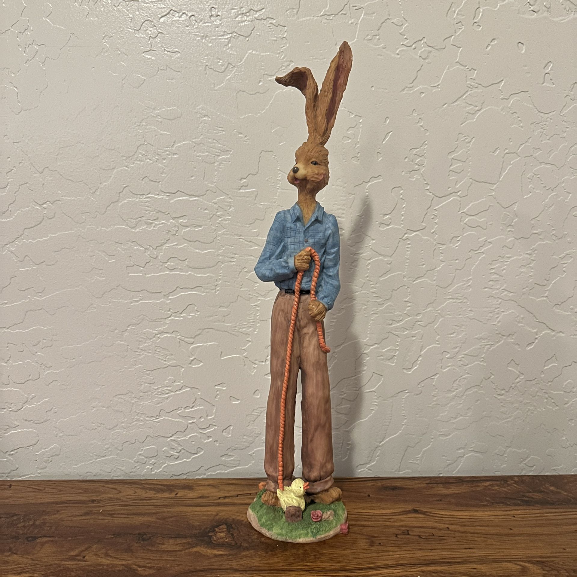 Vintage 17'' Tall Unique Ceramic Rabbit Sculpture Retro Bunny Figurine