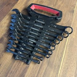 HUSKY 10-piece Long-Beam Universal Combination Wrench Set Mechanic Shop Plumber DIY 
