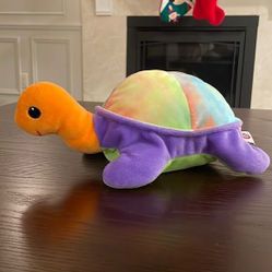 Ty Snap Rainbow Tie Dye Turtle 13" 1998 Stuffed Plush Beanie Pillow Pal EUC 