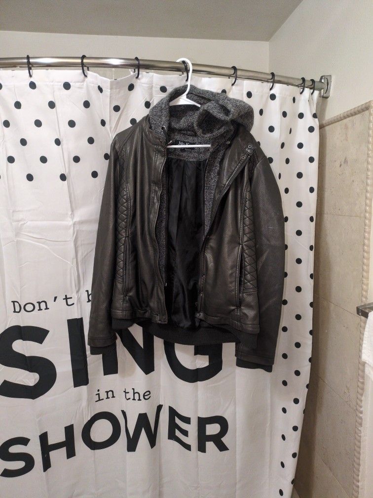 Leather Hooded Jacket