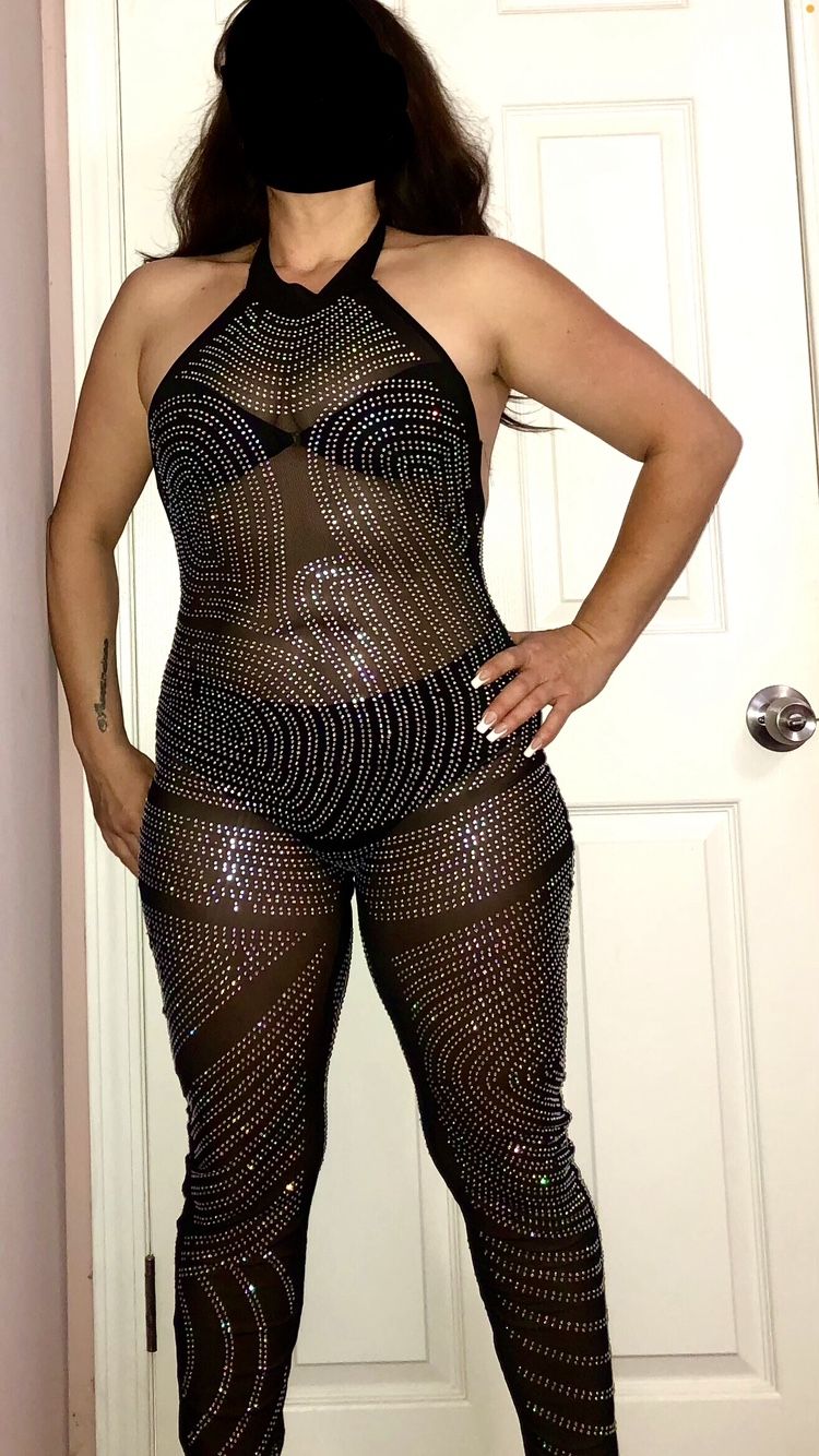 Black Stretchy Sparkly Iridescent See through One piece/Jumpsuit 