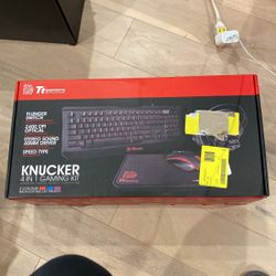 Tt eSports Knucker 4 IN 1 GAMING KIT USB Plunger Keyboard, mouse and headSet Set - Black