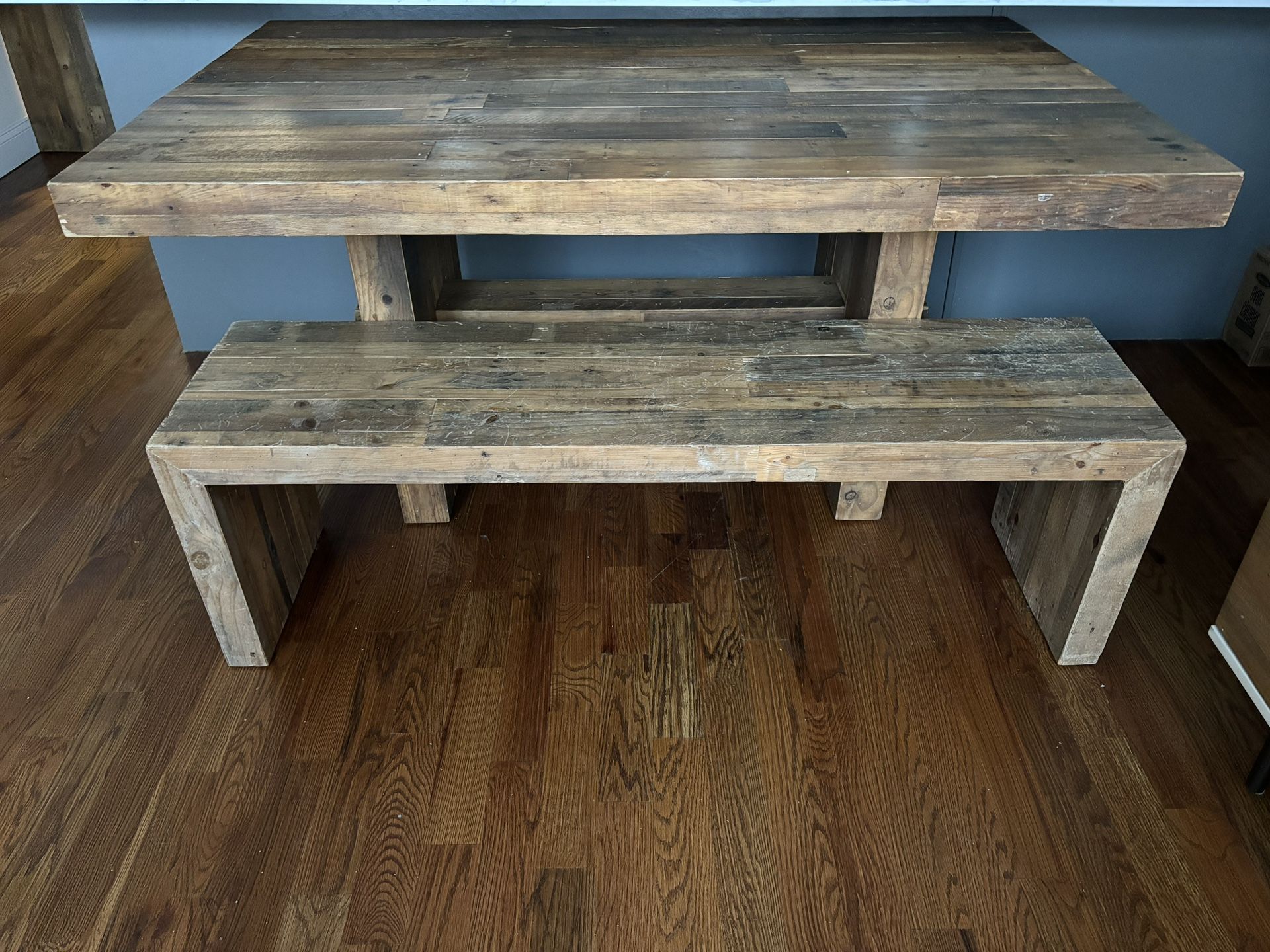 West Elm Emerson Collection Reclaimed Wood Dining Table and Bench